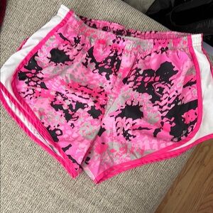 Calvin Klein Pink and Black Athletic Shorts with Curved Hem